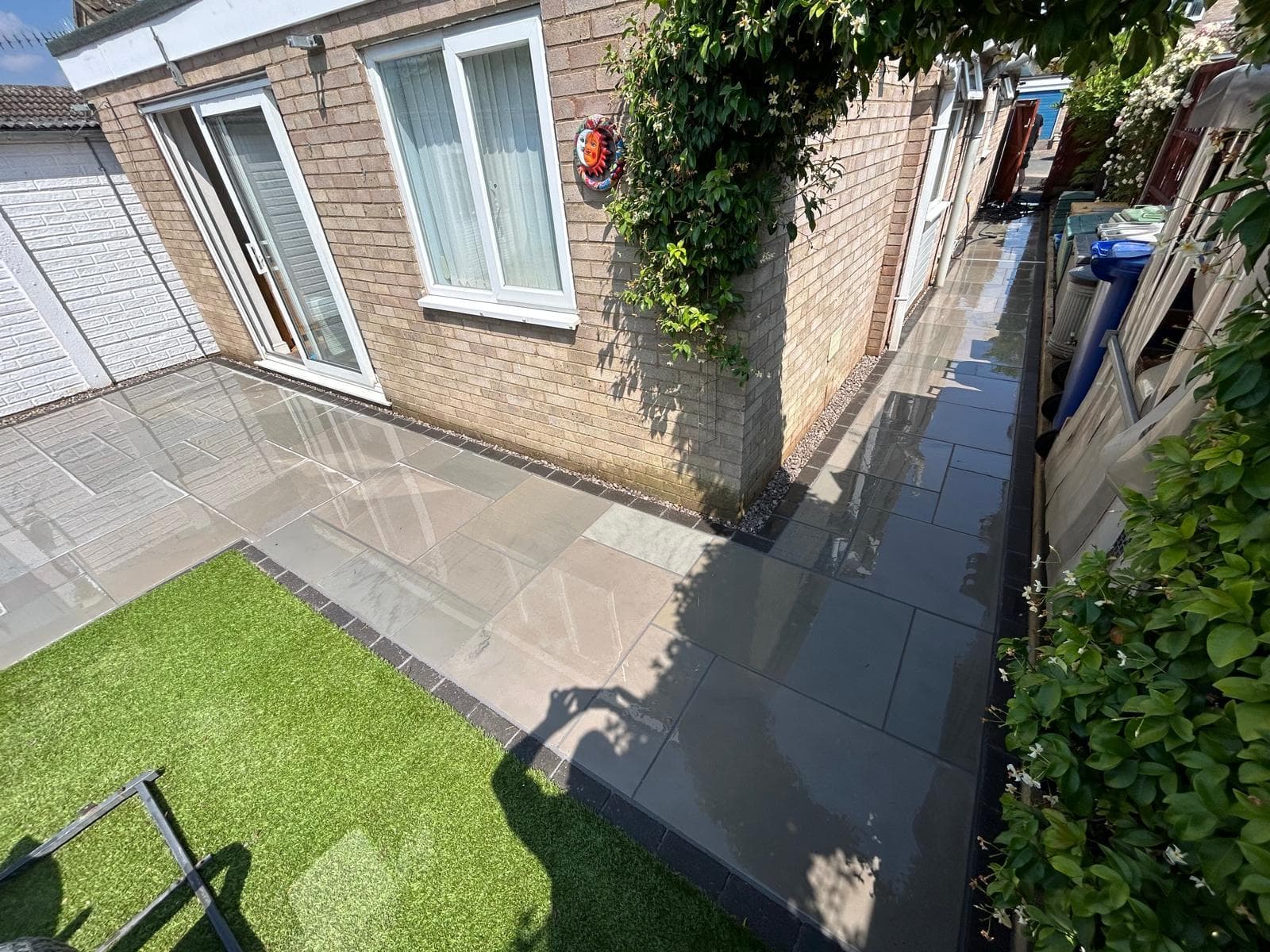 Finished patio with steps and walls