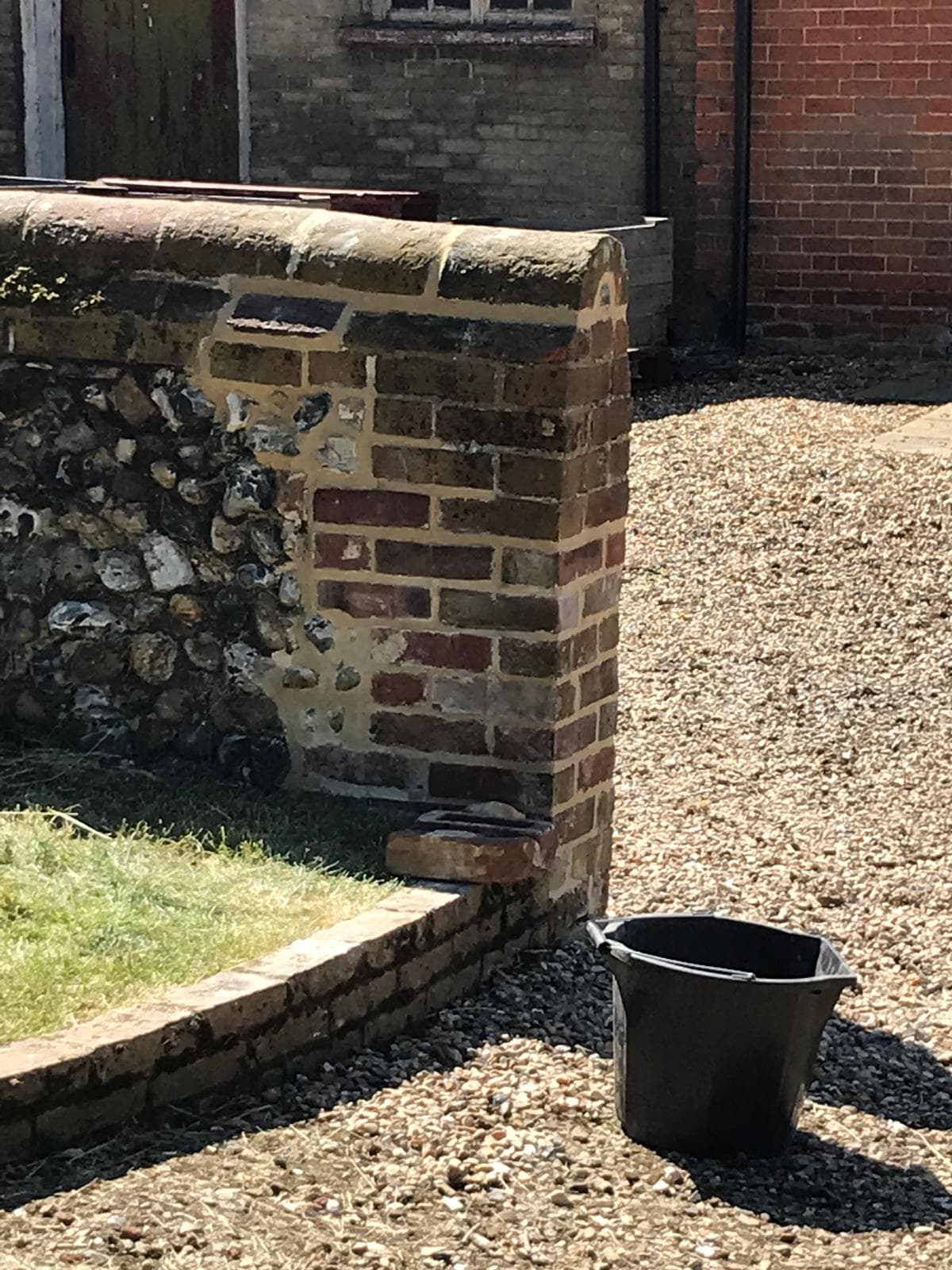 Repointed garden wall with neat joints