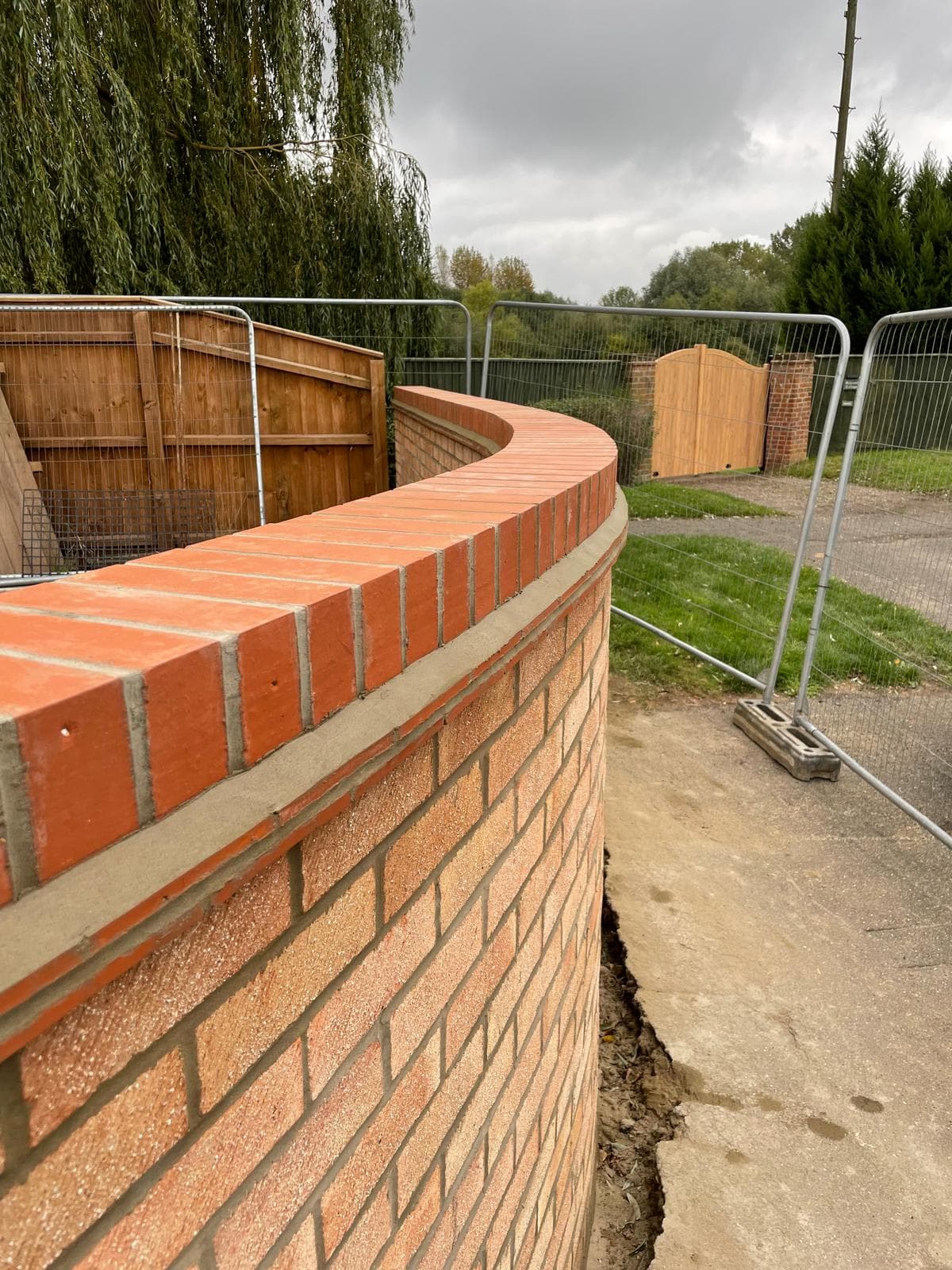 Close-up brickwork detail on a newly built wall